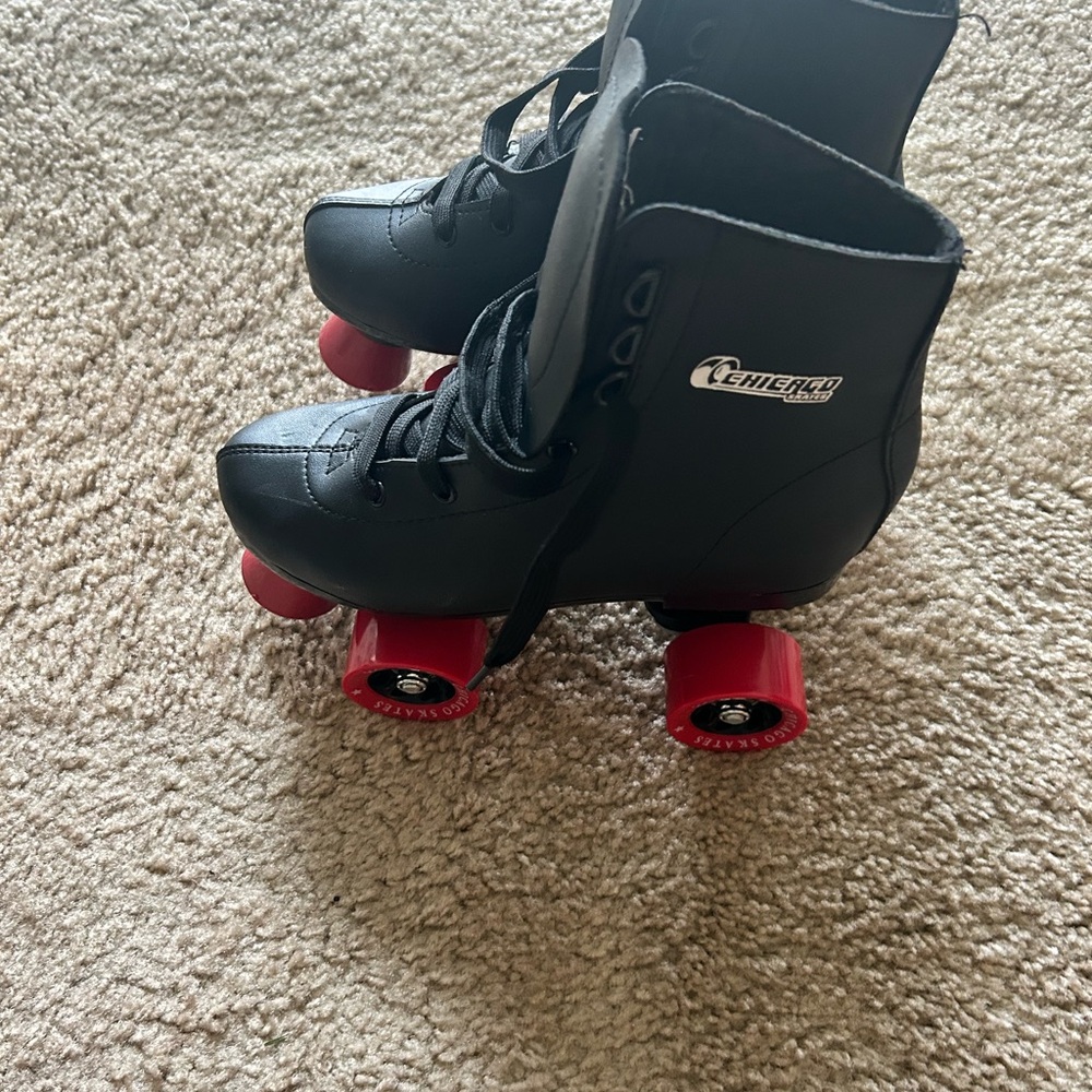 Children's Black Roller Skates with Red Wheels